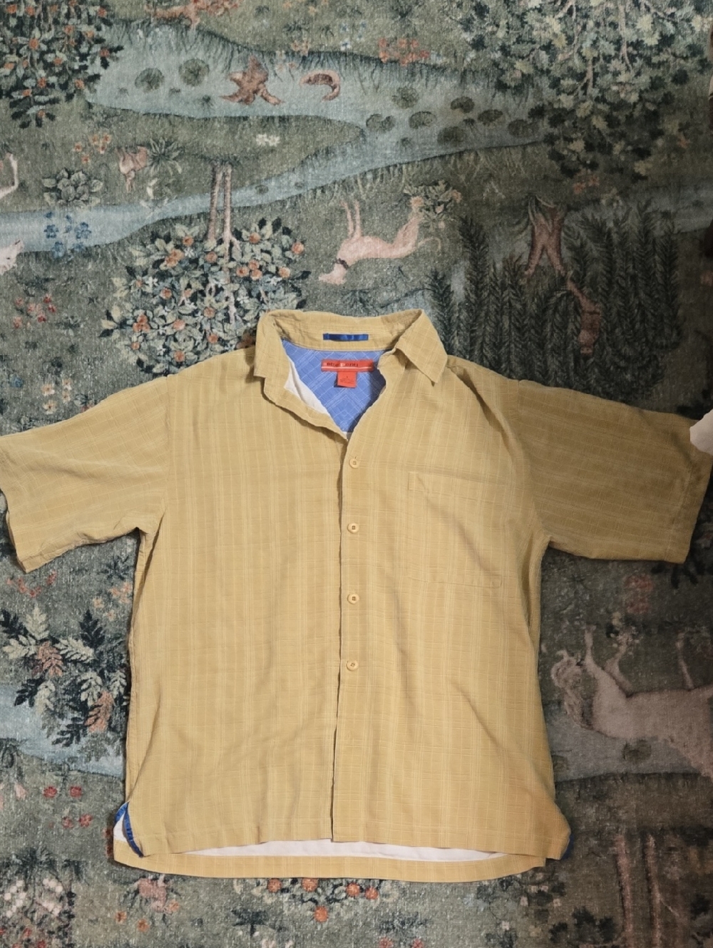 Sette Ponte Short-Sleeve Button-Down Shirt in Mustard Yellow